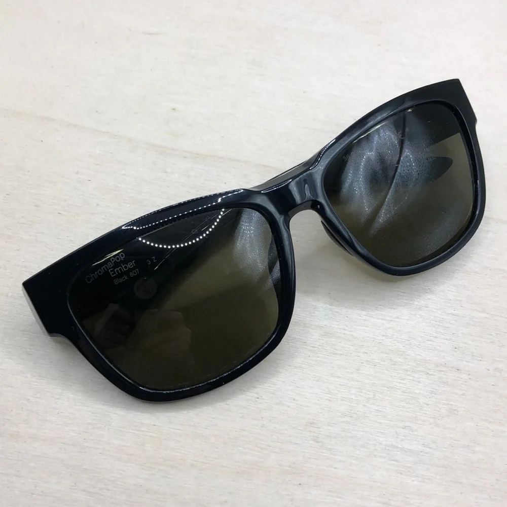 smith ember 807 black sunglasses chromapop lens polarized rectangular - unisex